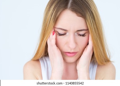 Emotion Face Headache Fatigue Exhaustion Tired Stock Photo 1140855542 