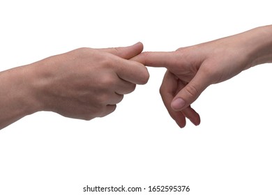Emotion with hands. Man and woman. White background. - Shutterstock ID 1652595376