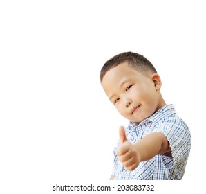 Emotional Asian Boy 6 Years Old, Isolated On White Background