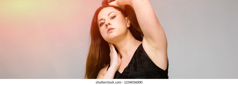 Emotional confident plus size model standing in studio showing her sexuality on gray background Curvy Model Images, Stock Photos & Vectors | Shutterstock