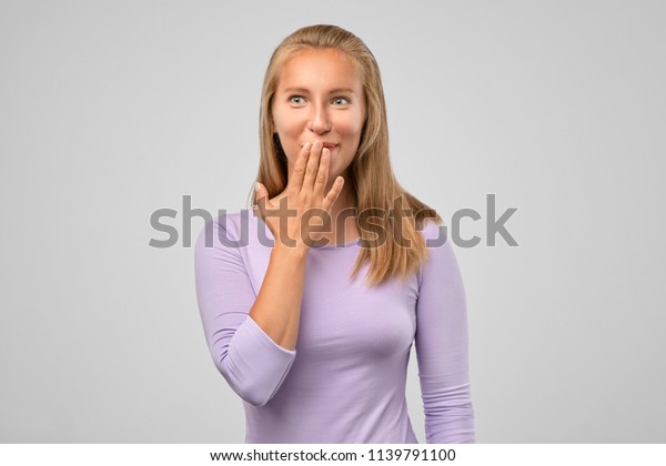 Emotional Girl Heard Funny Joke Studio Stock Photo Edit Now