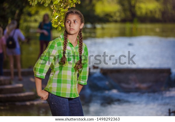 Emotional Girl Teenager Long Hair Hairstyle Stock Photo Edit Now