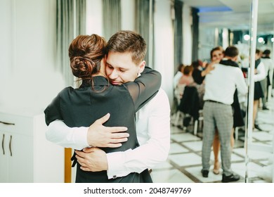 Emotional Hug. Brother And Sister Hug