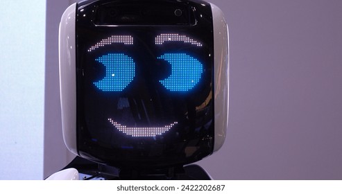 The emotional look of the robot .Modern technologies.