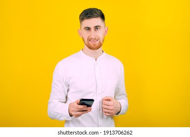 Emotional Man On Yellow Background