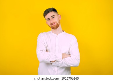 Emotional Man On Yellow Background