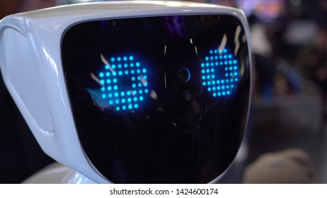 Emotional Robot. The Human Robot's face. Modern Robotic Technologies