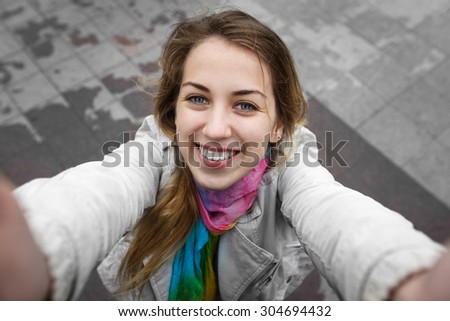 emotional selfie of beautiful girl