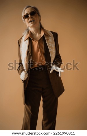 Image, Stock Photo girl office worker in men’s business suit