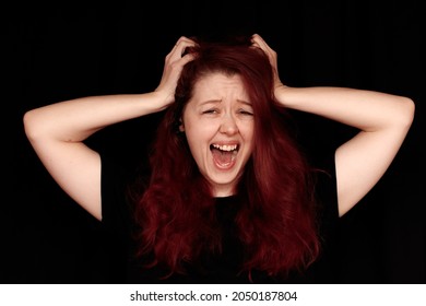 Emotions Portrait Screaming Young Woman Stress Stock Photo 2050187804 ...