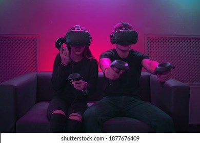 Emotions In VR. Augmented And Virtual Reality. High Quality Photo