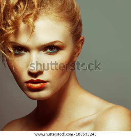 Emotive Portrait Fashionable Model Red Ginger Stock Image