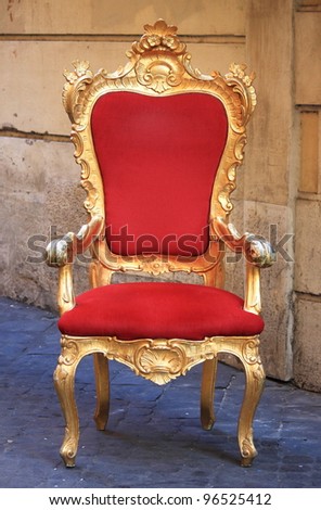 Emperor throne made with gold and red velvet