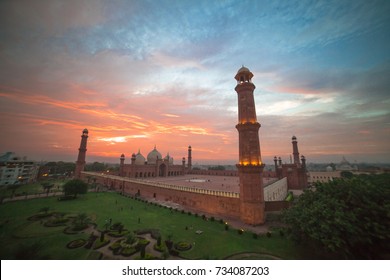 The Emperors Mosque - Badshahi Masjid at sunset, Lahore, Pakistan September, 2017 - Shutterstock ID 734087203