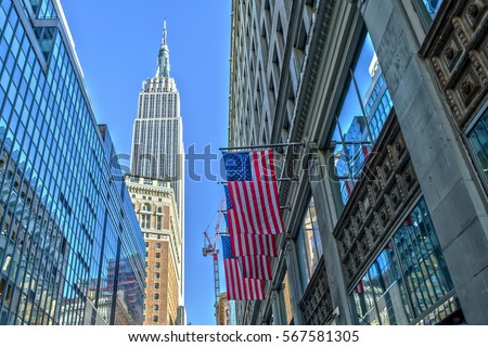 Empire State Building and US Flag