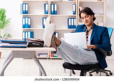 Employee Coming To Work Straight From Bed