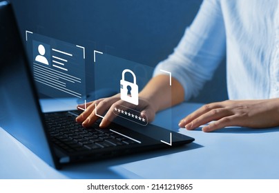 Employee confidentiality. Software for security, searching and managing corporate files and employee information. NDA(Non-disclosure agreement). Management system with employee privacy. - Shutterstock ID 2141219865