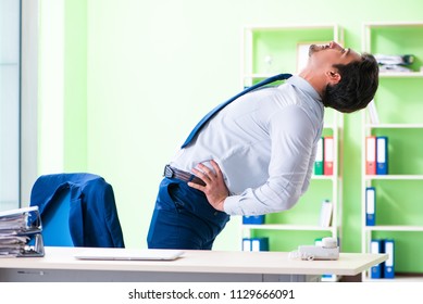 Employee Doing Exercises During Break At Work