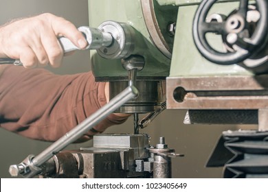 Employee drilling. Metal drilling. Metal workshop. - Powered by Shutterstock