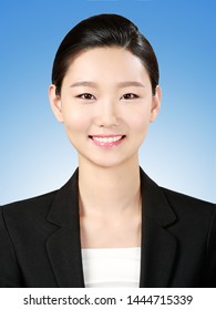 Employee Id Photo Of Asian Female, Blue Background