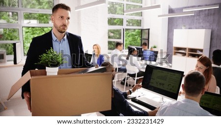 Employee Layoff Or Resign In Office. Moving Box