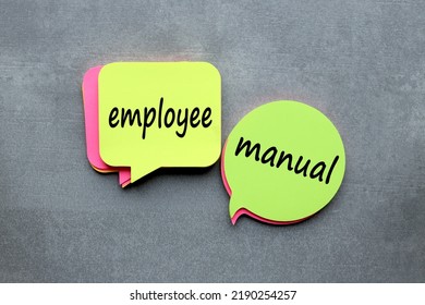 Employee Manual Text On Colorful Stickers. Grey Background