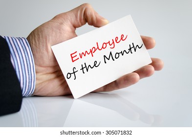 Employee Of The Month Text Concept Isolated Over White Background