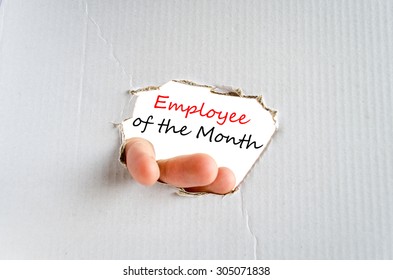 Employee Of The Month Text Concept Isolated Over White Background