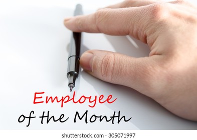 Employee Of The Month Text Concept Isolated Over White Background