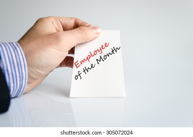 Employee Of The Month Text Concept Isolated Over White Background