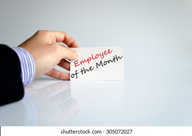 Employee Of The Month Text Concept Isolated Over White Background