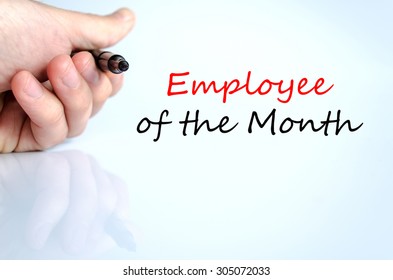 Employee Of The Month Text Concept Isolated Over White Background