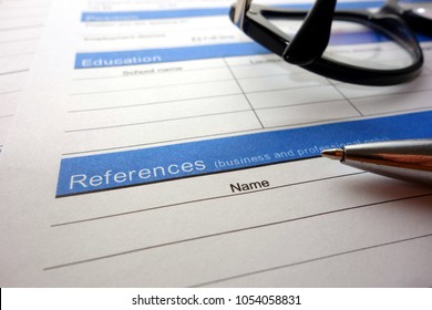 Employee References Heading, Application For Employment