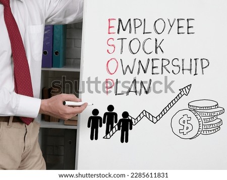 Employee stock ownership plan is shown using a text on the board