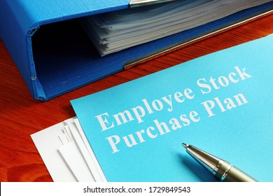 Employee Stock Purchase Plan ESPP And Blue Folder.