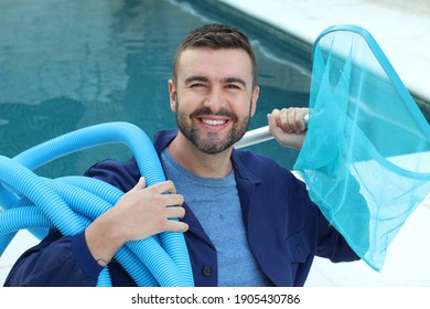 Employee Of Swimming Pool Cleaning Service