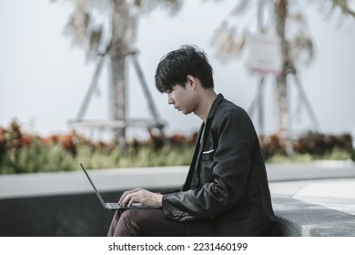 Employees fired or resigned from the company use laptop to find a job, schedule an interview.Unemployed, hiring job, quitting job concept. - Shutterstock ID 2231460199
