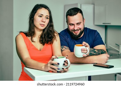 Employees Are Talking During Coffee Break In Office.