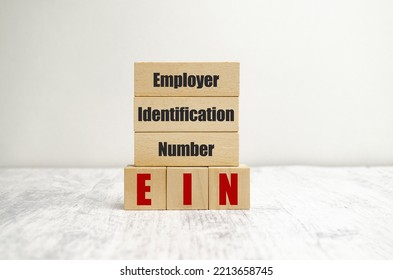 Employer Identification Number On Wooden Blocks And White Background