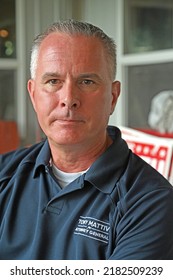 EMPORIA, KANSAS - JULY 24, 2022
Former Federal Prosecutor Now Candidate For Kansas State Attorney General Tony Mattivi Addresses The Lyon County Republican Picnic.