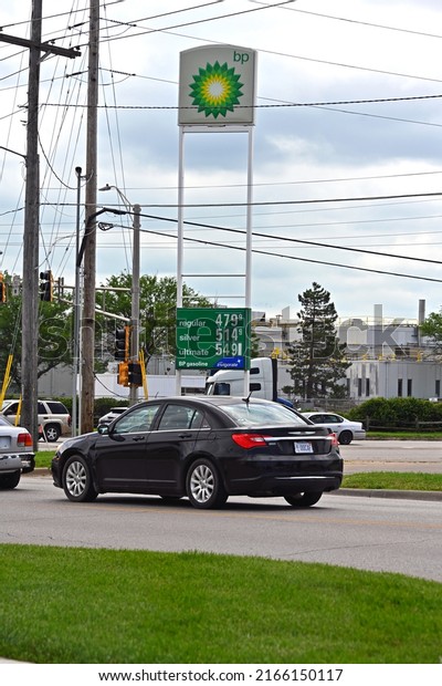 EMPORIA,\
KANSAS - JUNE 10, 2022\
Fuel prices go up twenty cents for regular\
gasoline overnight at the BP gas station across the street from the\
Tyson\'s meat processing plant in Emporia,\
Kansas