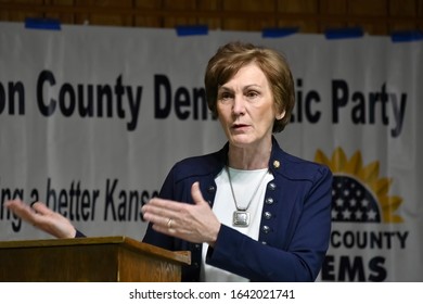 Emporia Kansas, USA, February 10, 2020
Dr. Barbara Bollier Who Is A Democratic Senatorial Candidate Was The Featured Speaker At Tonights Lyon County Democrats Monthly Meeting 