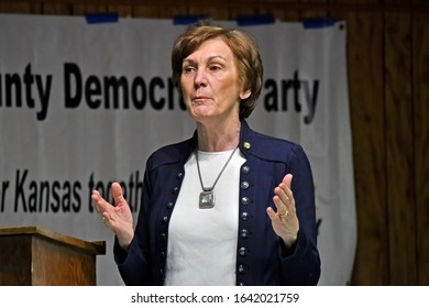 Emporia Kansas, USA, February 10, 2020
Dr. Barbara Bollier Who Is A Democratic Senatorial Candidate Was The Featured Speaker At Tonights Lyon County Democrats Monthly Meeting 