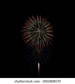 Emporia, Kansas, USA, July 4, 2021
Fourth Of July Fireworks Display At Emporia State University Welch Football Stadium 