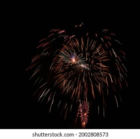 Emporia, Kansas, USA, July 4, 2021
Fourth Of July Fireworks Display At Emporia State University Welch Football Stadium 