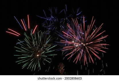 Emporia, Kansas, USA, July 4, 2021
Fourth Of July Fireworks Display At Emporia State University Welch Football Stadium 