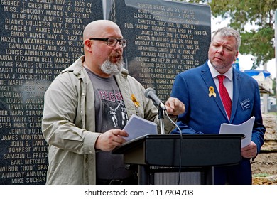 Emporia Kansas, USA, June 21, 2018
Michael D. Connell Brother Of Aaron Feis Teacher And Coach Who Was Slain At Majory Stoneman Douglas High In Parkland Florida Eulogizes His Brother At Ceremony Today