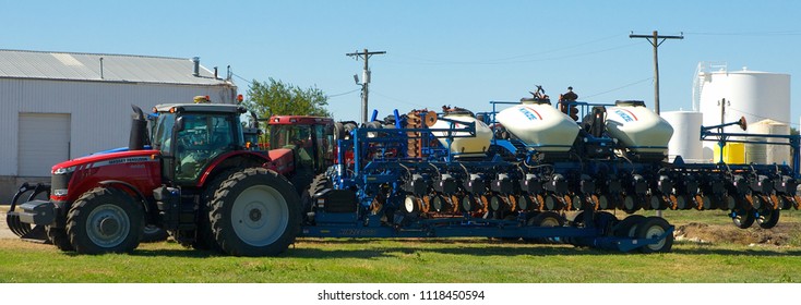 Emporia Kansas, USA, October 12, 2013
Farm Equipment For Sale At Tractor Dealer