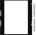 empty 35mm negative Black And White Film Frame Or Border Png, vintage retro effect, high resolution Scan.