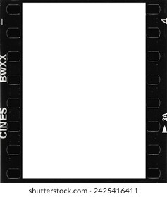 empty 35mm negative Black And White Film Frame Or Border Png, vintage retro effect, high resolution Scan.